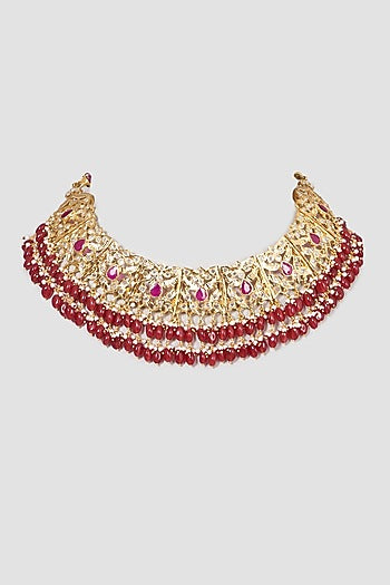Gold Plated Choker Necklace With Beads