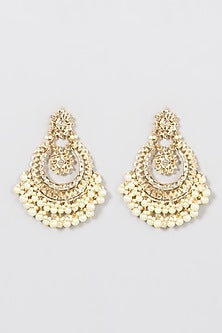 Gold Plated Kundan Polki Chandbali Earrings