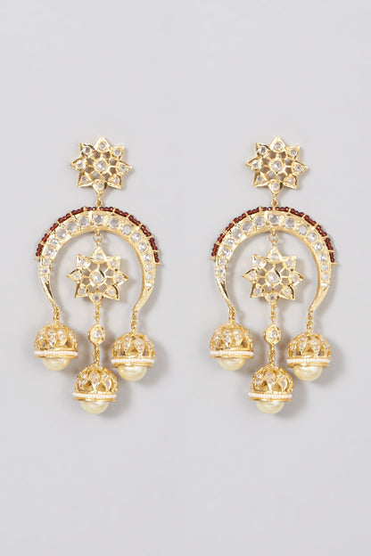 Gold Plated Kundan Polki Dangler Earrings