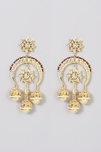 Gold Plated Kundan Polki Dangler Earrings