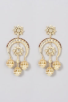 Gold Plated Kundan Polki Dangler Earrings