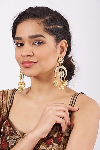 Gold Plated Kundan Polki Dangler Earrings