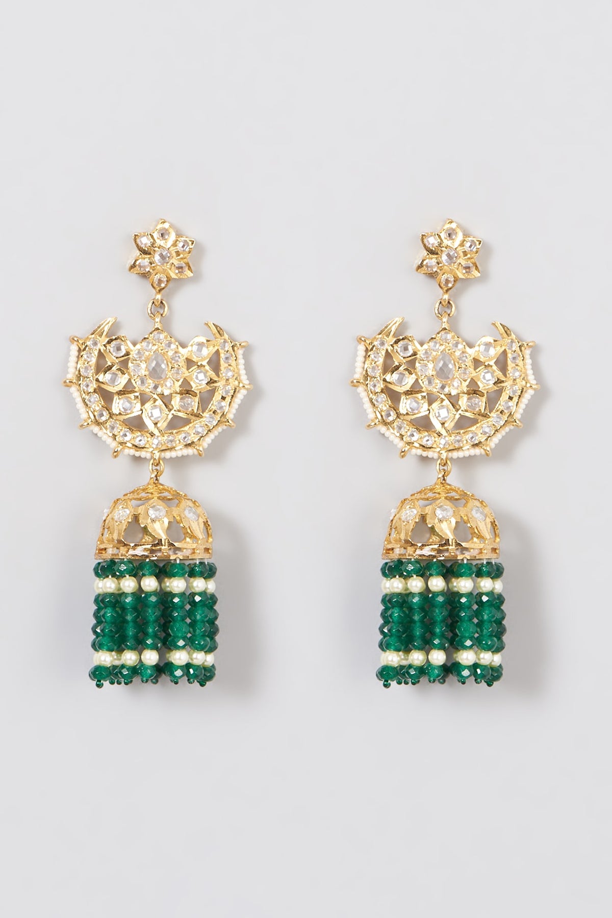 Gold Plated Beaded Dangler Earrings