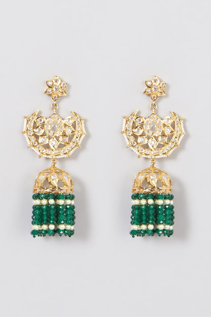 Gold Plated Beaded Dangler Earrings