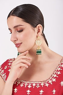 Gold Plated Beaded Dangler Earrings