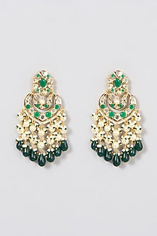 Gold Plated Kundan Polki Chandbali Earrings