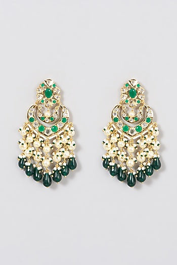 Gold Plated Kundan Polki Chandbali Earrings
