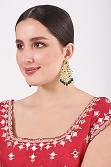 Gold Plated Kundan Polki Chandbali Earrings