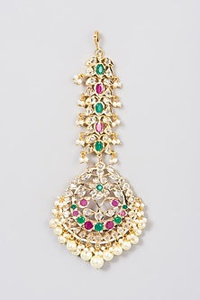 Gold Plated Onyx Beaded Maang Tikka