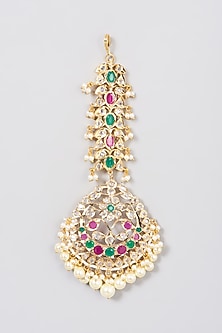 Gold Plated Onyx Beaded Maang Tikka