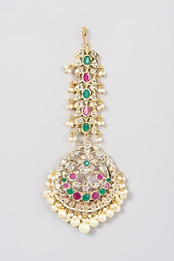 Gold Plated Onyx Beaded Maang Tikka