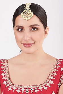 Gold Plated Pearl Maang Tikka