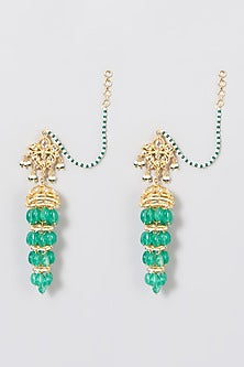 Gold Plated Earrings With Onyx Beads