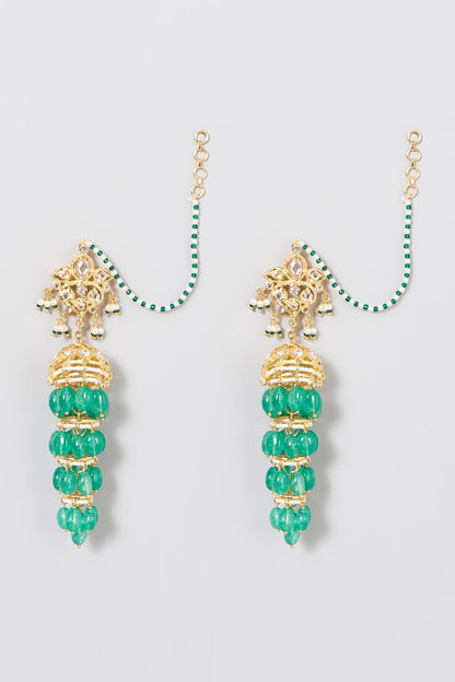 Gold Plated Earrings With Onyx Beads