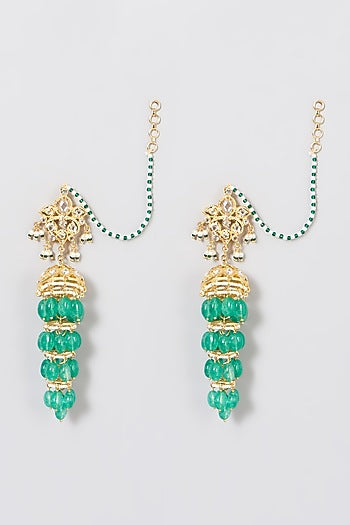 Gold Plated Earrings With Onyx Beads