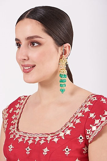 Gold Plated Earrings With Onyx Beads