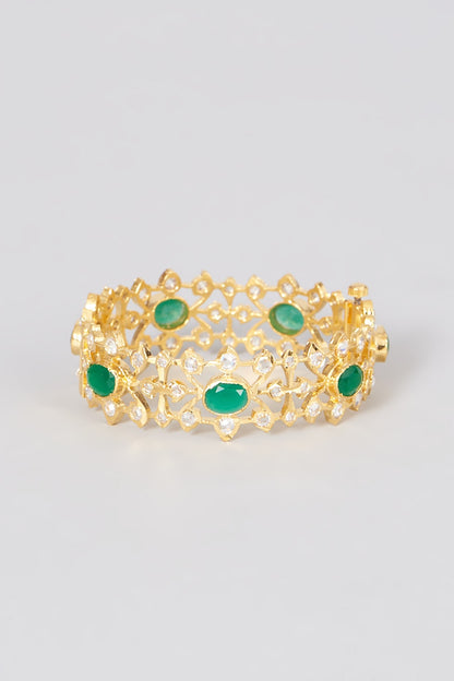Gold Plated Kundan Polki Bangle