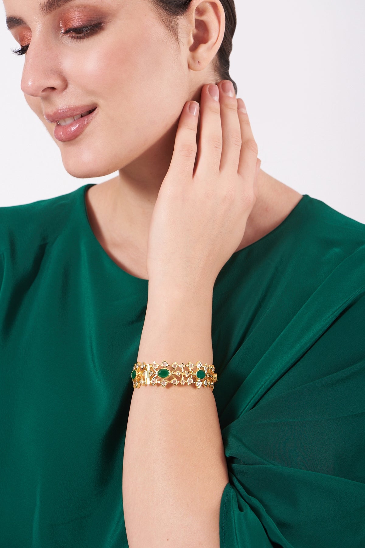Gold Plated Kundan Polki Bangle
