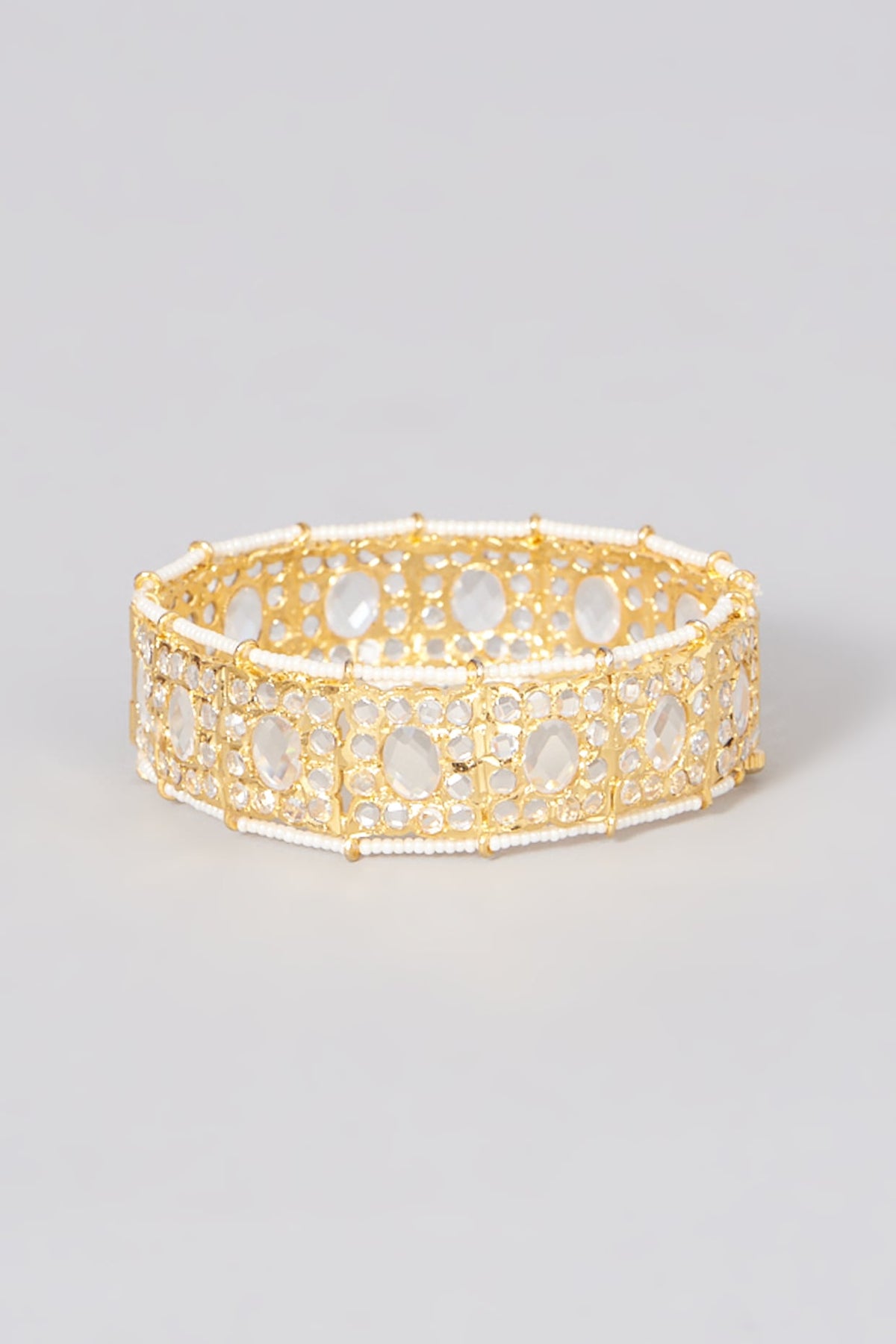 Gold Plated Bangle With Pearls