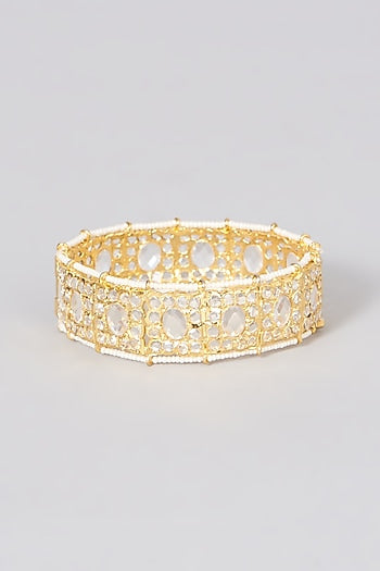 Gold Plated Bangle With Pearls