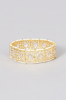 Gold Plated Bangle With Pearls