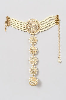 Gold Plated Pearl Hathphool (Set of 2)