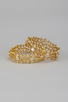 Gold Plated Kundan Polki Bangles (Set Of 2)