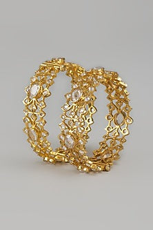 Gold Plated Kundan Polki Bangles (Set Of 2)
