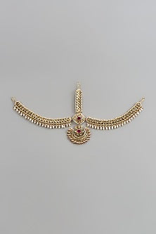 Gold Plated Kundan Polki & Pearl Mathapatti