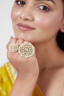 Gold Plated Pearl Adjustable Ring