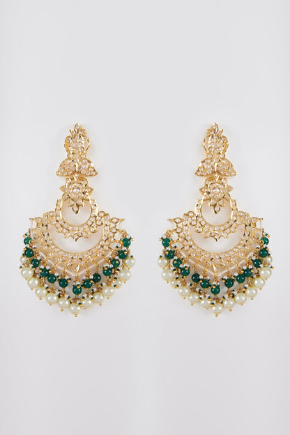 Gold Plated Pearl Chandbali Earrings