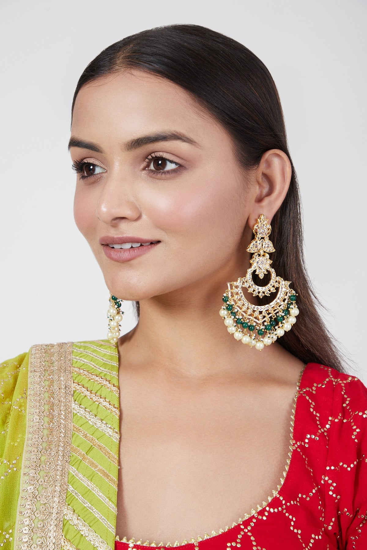 Gold Plated Pearl Chandbali Earrings