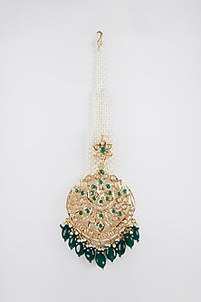 Gold Plated Pearl & Kundan Maang Tikka