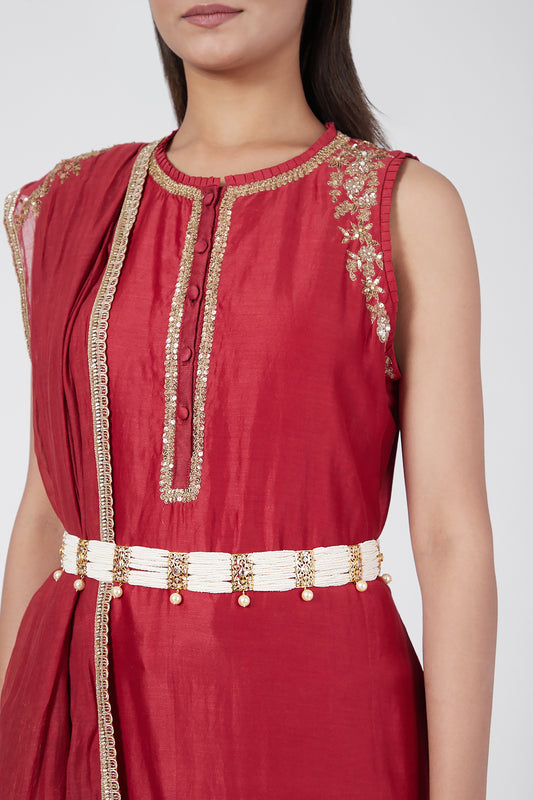 Gold Plated Kundan Waist Belt