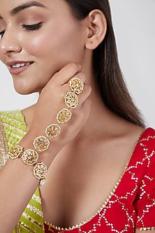 Gold Plated Pearls & Kundan Bracelet
