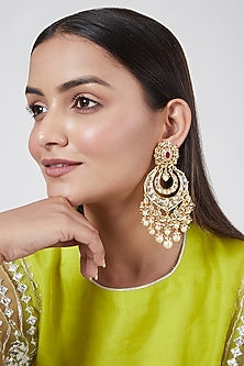 Gold Plated Kundan Chandbali Earrings