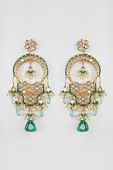 Gold Plated Crystal Chandbali Earrings