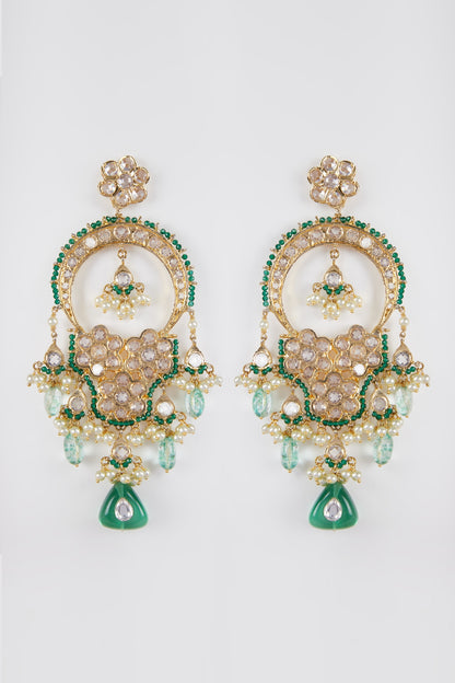 Gold Plated Crystal Chandbali Earrings