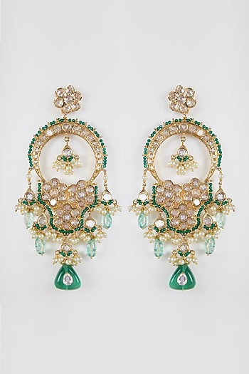 Gold Plated Crystal Chandbali Earrings