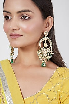 Gold Plated Crystal Chandbali Earrings