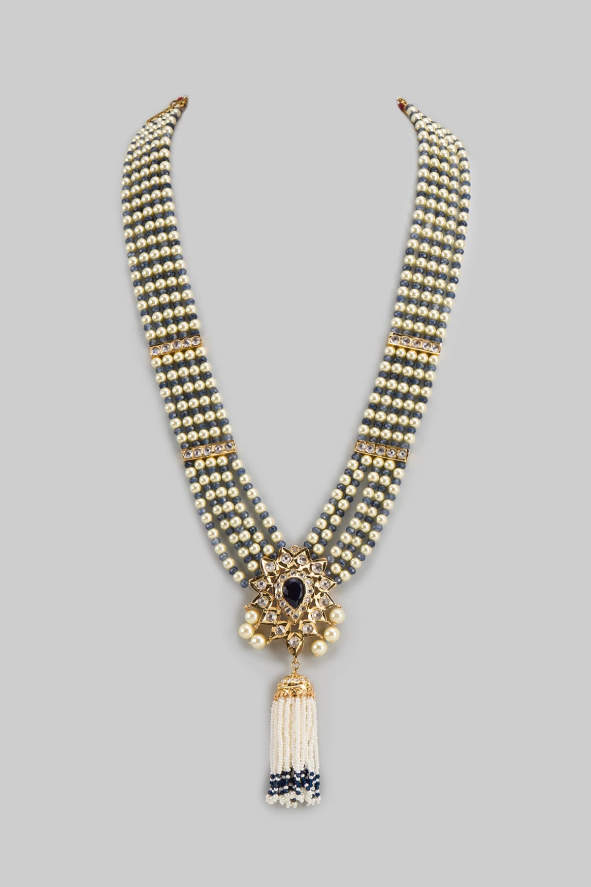 Gold Plated Kundan Polki & Pearl Necklace