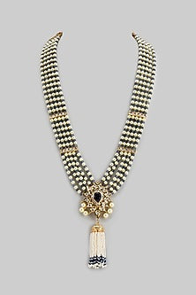 Gold Plated Kundan Polki & Pearl Necklace