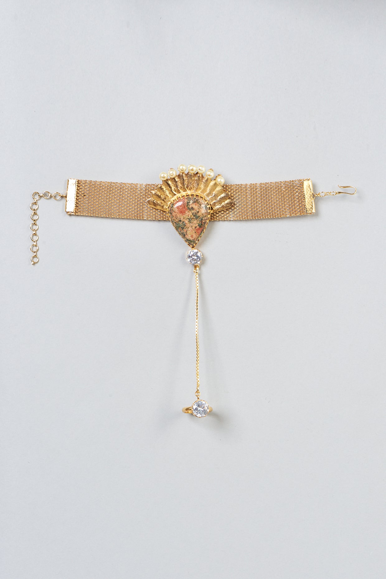 Gold Plated Agate Hand Harness