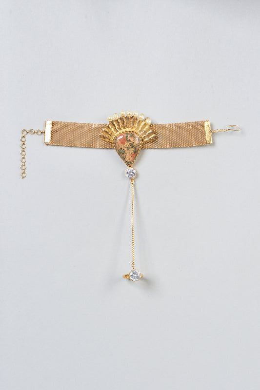 Gold Plated Agate Hand Harness