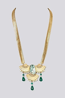 Gold Plated Turquoise & Agate Necklace