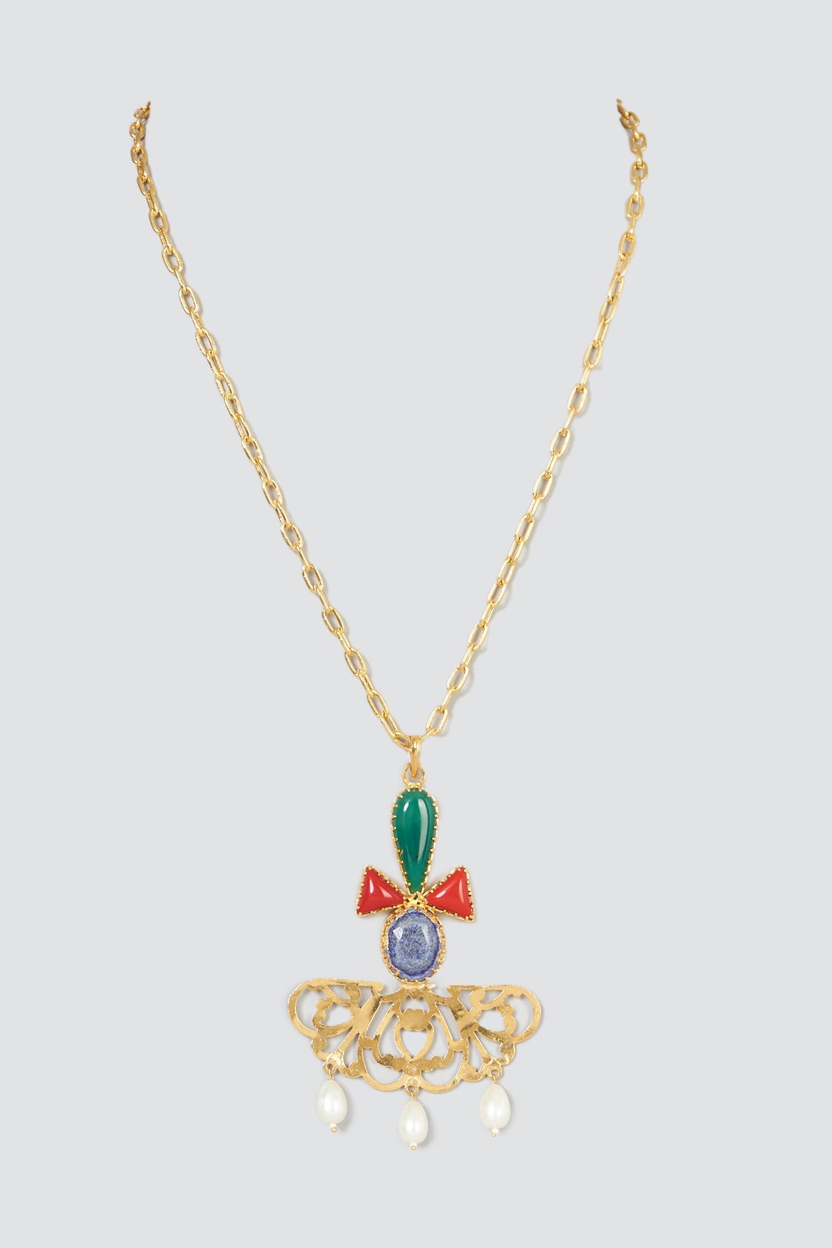 Gold Plated Necklace With Stones