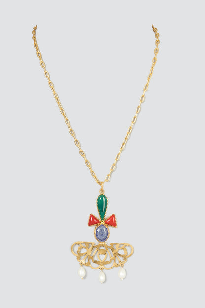 Gold Plated Necklace With Stones