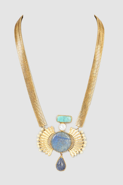 Gold Plated Necklace With Lapis Lazuli
