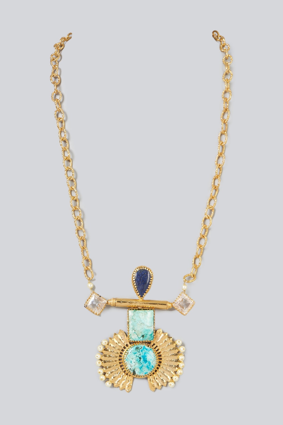 Gold Plated Crystal & Lapis Lazuli Necklace