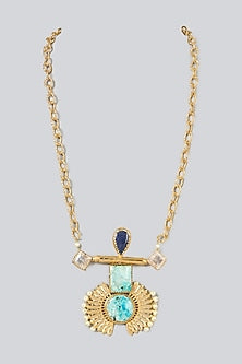 Gold Plated Crystal & Lapis Lazuli Necklace